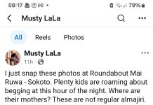 Man shares photo of children begging at night in Sokoto